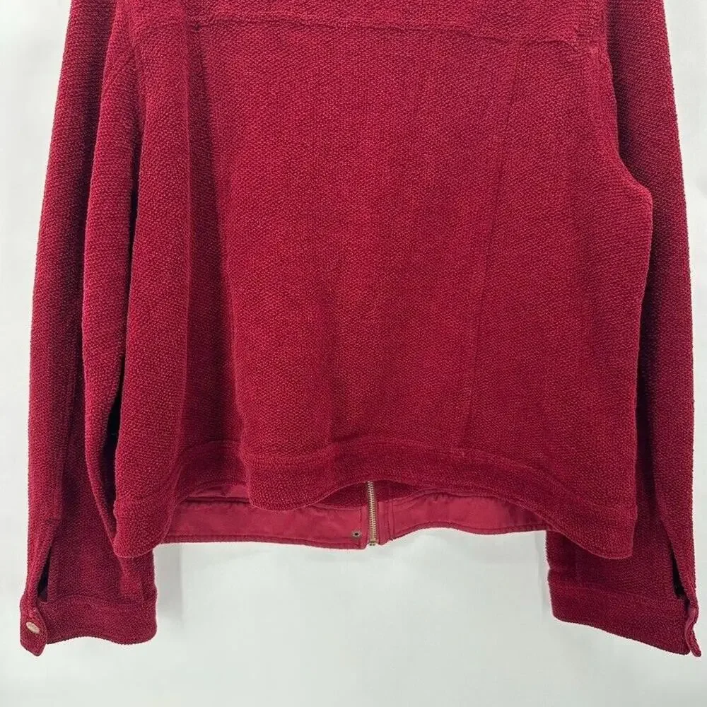 FAHERTY Textured Plush Jacket Womens XL Red Chore Barn Preppy Outdoor Ranch Farm